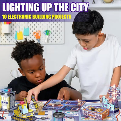 Japace Electricity Science kit for Kids Age 8-14,10 STEM Projects,Paper Circuit Physics Lab for Learning,Cool Christmas Birthday Gift for Boys Girls