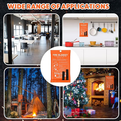 Macarrie 30 Pack 39??x 39??Fire Blanket Emergency for Home and Kitchen Safety Suppression Blanket Fiberglass Fireproof Survival for Fireplace Car Office Camping (Orange)