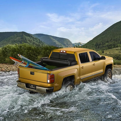 YITAMOTOR Soft Quad Fold Truck Bed Tonneau Cover Compatible with 1999-2016 Ford F-250 F-350 F-450 F250 F350 F450 Super Duty, Styleside 6.75 ft Bed