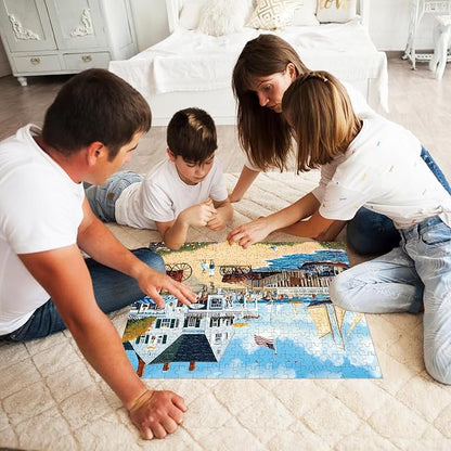 Jigsaw Puzzles 300 Pieces for Adults White Villa Puzzle 300 Pieces Adult Puzzles Games for Kids Ages 8-10 10-12 Recycled Cardboard Puzzle Pieces Family Challenging Game 20.5x15IN