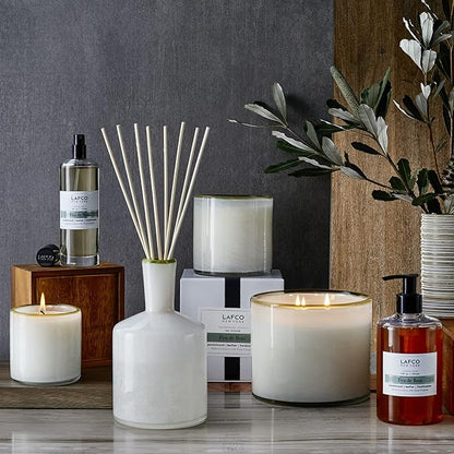 LAFCO New York 3-Wick Candle, Feu de Bois - 30 oz - 120-Hour Burn Time - Reusable, Hand Blown Glass Vessel - Made in The USA