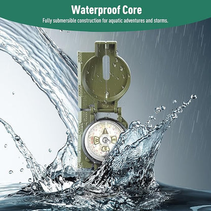 Eyeskey Multifunctional Military Sighting Navigation Compass Impact Resistant & Waterproof Compass for Hiking, Camping