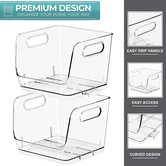 Sorbus Stackable Storage Bins Open Front, Pantry Bins