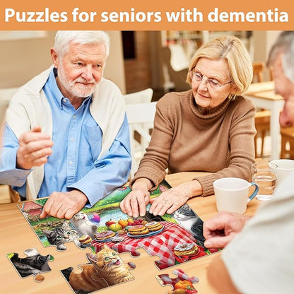 6 Packs 24 Piece Puzzle for Seniors, Alzheimer's & Dementia Activities, Easy Puzzle Alzheimer's Game, 6 Storage Bags