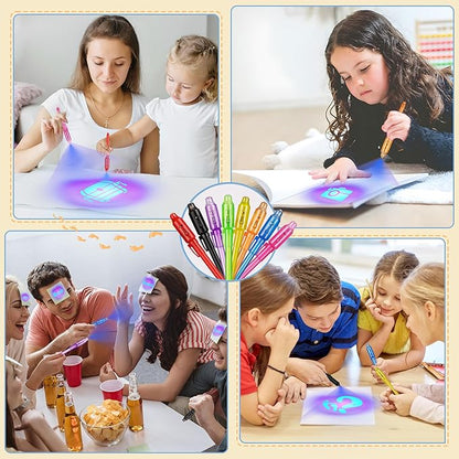 Invisible Ink Pen 24Pcs+ Notebooks, Spy Pens with UV Light, Magic Marker, Classroom Prize, Birthday Party Favors for Kids 8-12, Kids Stocking Stuffers