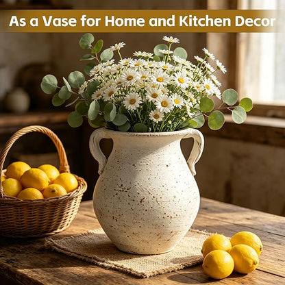 Rustic Kitchen Utensil Holder for Countertop, 7.6x4.9In Large Ceramic Cooking