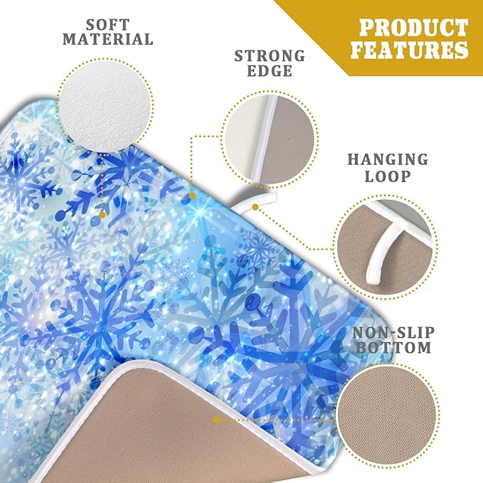 Giwawa 16"x18" Winter Blue Snowflakes Dish Drying Mat Christmas Snow Falling