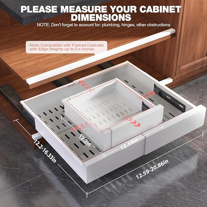Seinloes 2 Pack Pull Out Cabinet Organizer Expandable Width and Depth, Slide