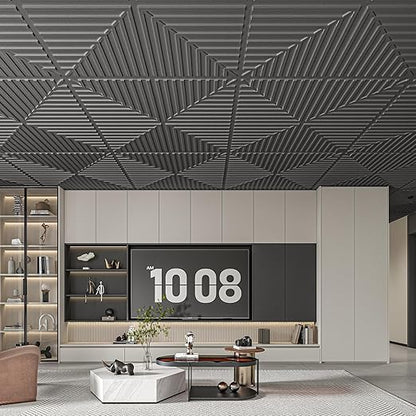 Art3d 12-Pack Drop Ceiling Tiles 2x2 FT, PVC 3D Textured Panels