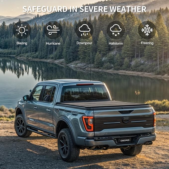 OEDRO FRP Hard Tri-fold Tonneau Cover Fits for Toyota Tacoma 2024 2025 2026 6ft Bed (Excl. Trail Edition), Weather-Resistant