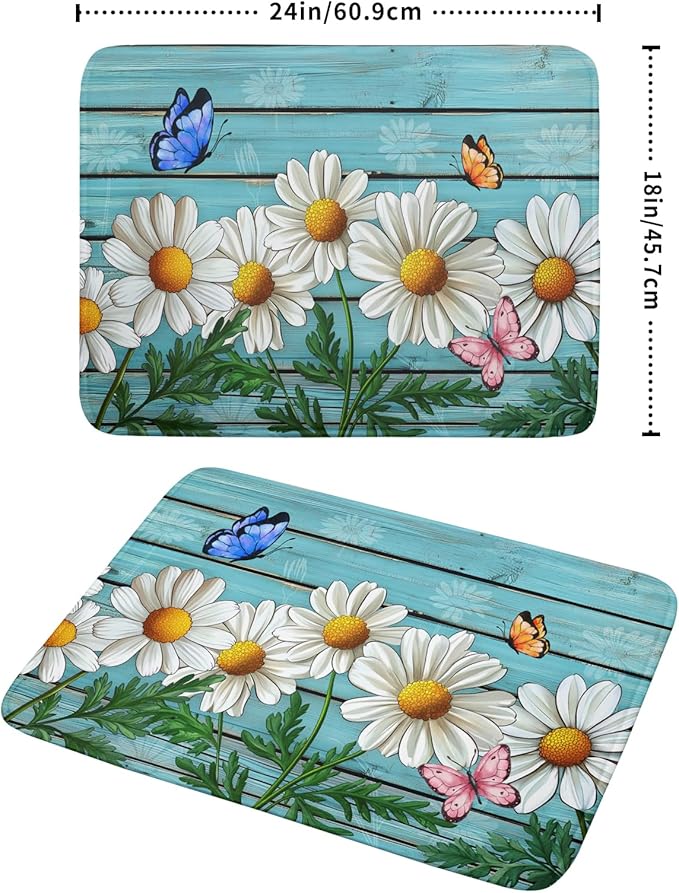 Spring Summer Daisy Flowers Dish Drying Mat