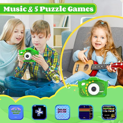 Kids Camera Toys for 3-8 Year Old Girls Boys, 48MP Dual Lens 1080P Toddler Camera for Kids with 64GB SD Card, Kids Digital Video Camcorder Selfie Camera for Christmas Birthday Gifts