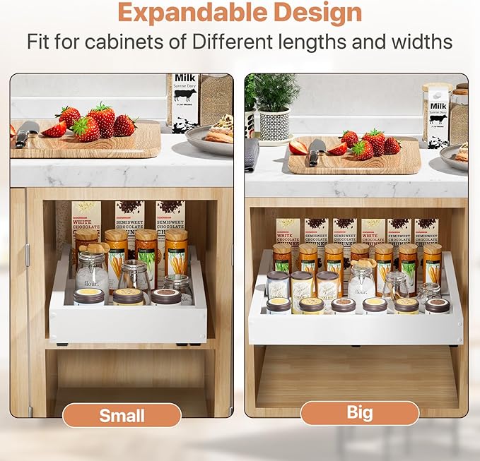 2 Pack Pull out Cabinet Organizer, Width Depth,
