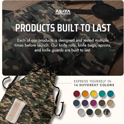 Asaya Chef and BBQ Apron with Bottle Opener and Hand Towel - 10oz Cotton Canvas