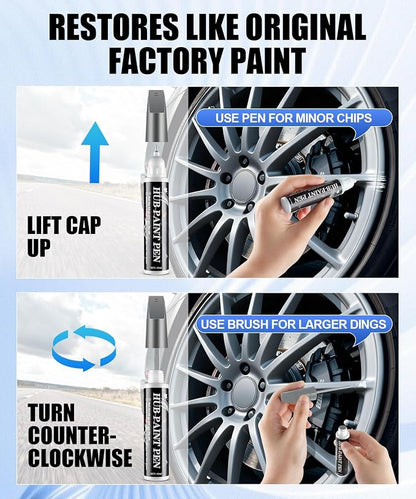 Amiss Full Matte Gray Rim Repair Kit, Wheel Paint and Rim Paint Touch Up Pen for Curb Rash, Universal Alloy Wheel Scratch Repair for Scratches and Scuffs, Car Accessories (Full Matte Gray)