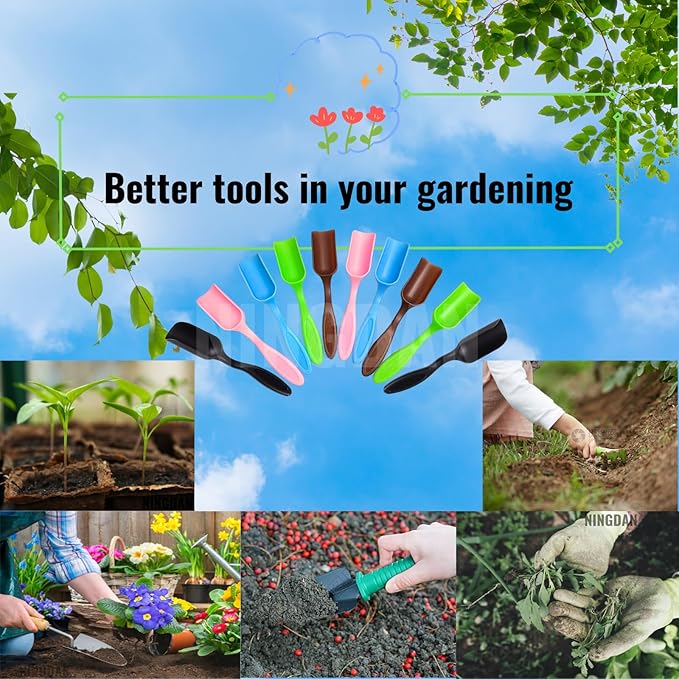10Pcs NINGDAN Mini Shovel,Plastic Mini Gardening Shovel Spoons Soil Scoops,Cultivation Digging Transplanting Tools for Succulents Potted Flowers,Succulent Sand Scoops/Coffee Beans/Milk Powder Scoops