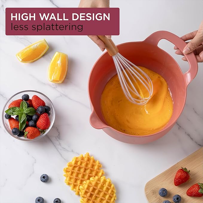 COOK WITH COLOR Nesting Plastic Mixing Bowl Set with Pour Spouts and Handles