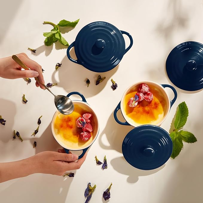 Kook Ceramic Mini Cocotte Set, Small Casserole Dishes