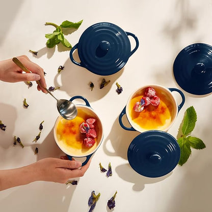 Kook Ceramic Mini Cocotte Set, Small Casserole Dishes