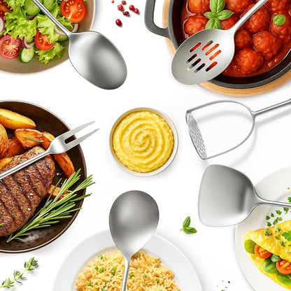 Newness 12 Pcs Cooking Utensils Set, 304 Stainless Steel Kitchen Utensils Set