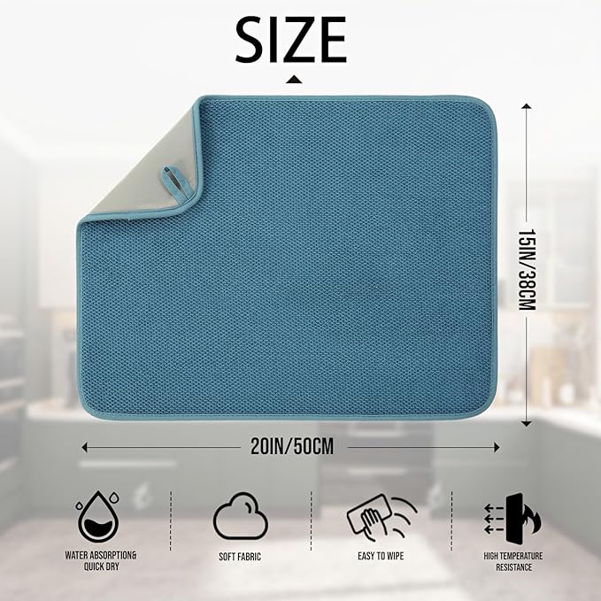 2 Pack Microfiber Dish Drying Mat