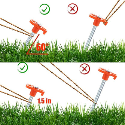 Yesland 20 Pack Tent Stake Heavy Duty, 10 Inch Non-Rust Metal Tent Pegs Ground Yard Stake Tent Spikes for Camping Patio, Garden, Canopies, Grassland, Outdoor, Hiking, Orange