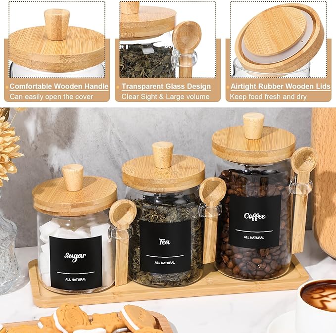 Suclain 3 Pcs Glass Coffee Container