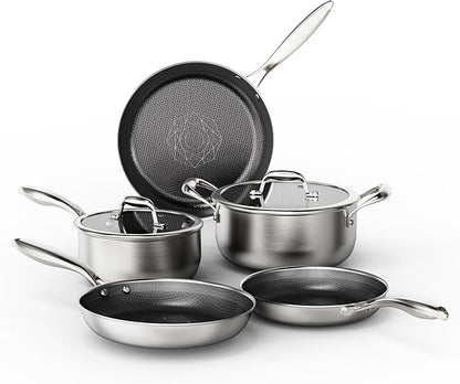 COOKER KING Stainless Steel 7PCS Cookware Set, Pots and Pans Set, Non Stick