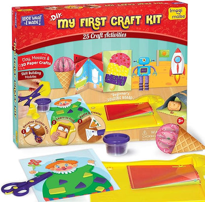 Imagimake My First Craft Kit | 25 Craft Activities in Scissor Skills Activity Book | Toddler Arts and Crafts for Kids Ages 3,4,5,6 | Toddler Girls Toys | Perfect Gifts for 3 Year Old Girl and Boy