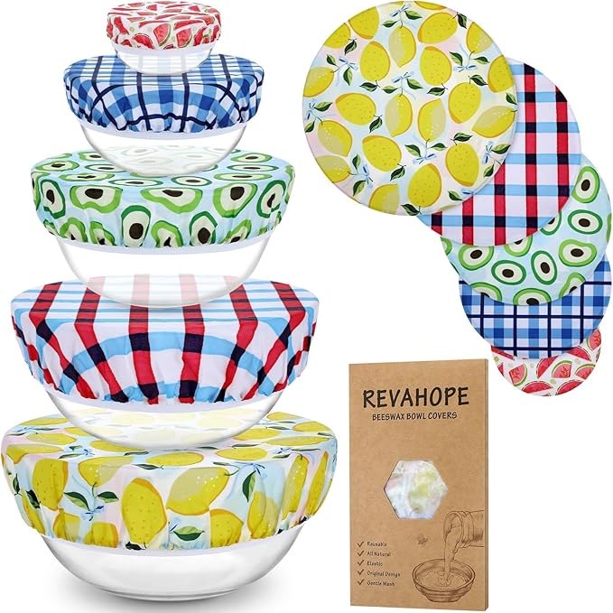 5-Size Reusable Beeswax Bowl Covers