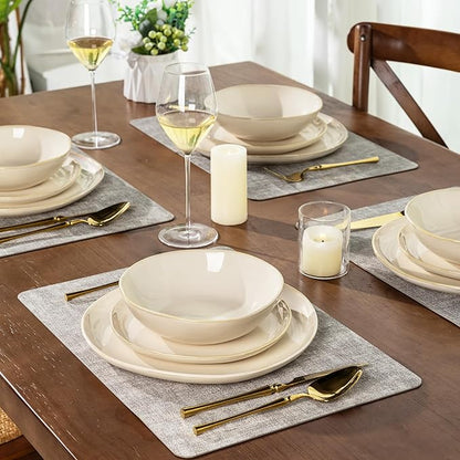 AmorArc Ceramic Dinnerware Sets,Handmade Reactive Glaze Stoneware Plates and Bowls Sets,Highly Scratch Resistant | Dishwasher & Microwave Safe Dishes Set,Service for 4 (12pc)