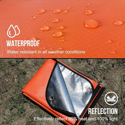 LYN Heavy Duty Emergency Blanket Survival Gear Waterproof Insulated Blanket Emergency Tarp for Camping, Hiking, Bushcraft