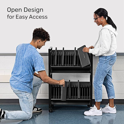 Line Leader 32-Device Mobile Charging Station | Steel Rolling Cart