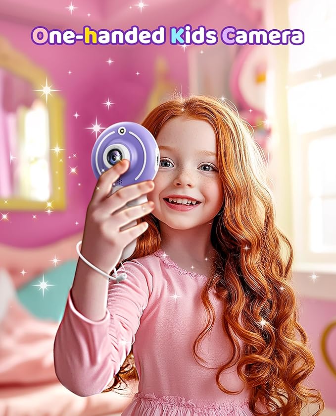 TEKFUN Kids Camera Toy for Girls - Birthday Girl Gifts with Magic Wand Design - Digital Video Camera for Kids with 32GB SD Card - Easter Basket Essentials for Girl 2 3 4 5 6 Year Olds, Purple