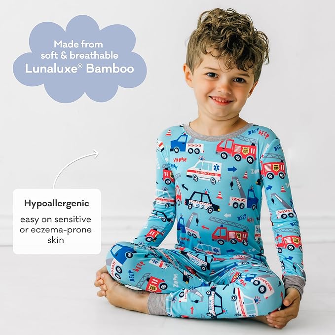 Little Sleepies Two-Piece Pajama Set for Boys & Girls, Soft Viscose from Bamboo Toddler Pajamas for Kids, Family Matching PJs