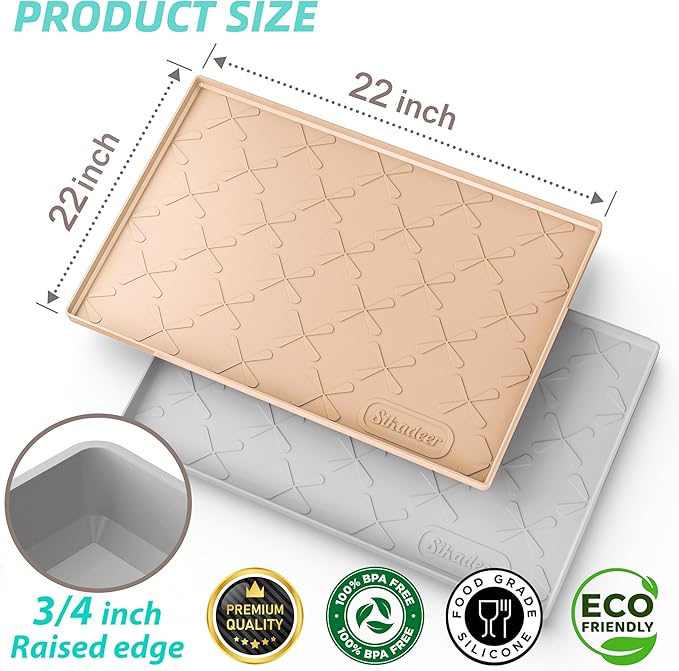 SIKADEER 22" x 22" Under Sink Mat Waterproof, Silicone Mat Kitchen Drawer Shelf
