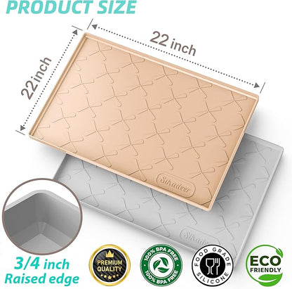 SIKADEER 22" x 22" Under Sink Mat Waterproof, Silicone Mat Kitchen Drawer Shelf