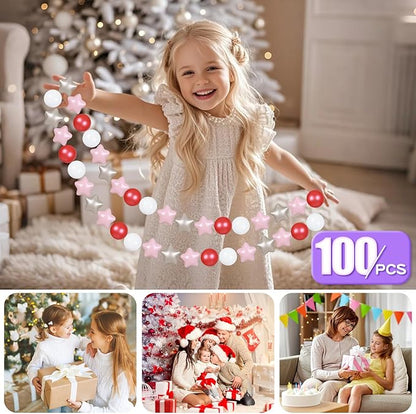 GOGOSO Ball Pit Balls for Toddlers Phthalate-Free BPA-Free Non-Toxic Crush Proof Soft Plastic Play Balls Baby Kids Shape Tent Pool Playhouse Playpen Party Decor, Pearl Red+Pink+Pearl Gold+White 100PCS