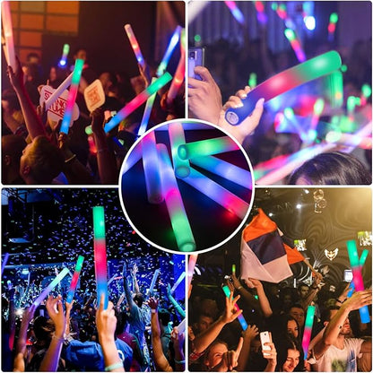 240 Pack LED Foam Sticks, Glow Stick Bulk Party Pack with 3 Modes Colorful Flashing, Glow in the Dark Party Supplies for Wedding, Raves, Concert, Camping