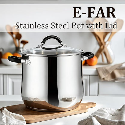 E-far 10 Quart Stock Pot, Stainless Steel Pot