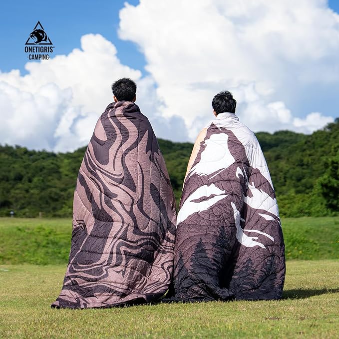 ONETIGRIS Camping Blanket,Wearable Outdoor Quilt with Recycled Thermal Insulation, Convertible to Sleeping Bag, Lightweight & Portable Travel Blanket for Camping &Hiking