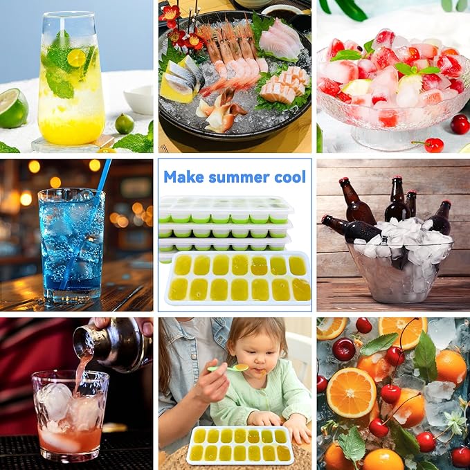 RAIN SPIRIT Ice Cube Trays, 2 Pack Durable Stackable Ice Trays