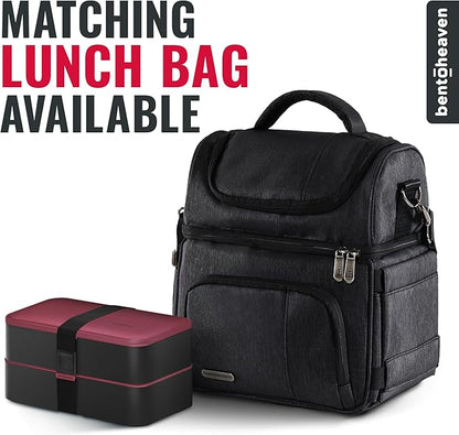 Bentoheaven Premium Bento Box Adult Lunch Box with Compartments for Women & Men, Set of Utensil & Chopsticks & Dip Container, Cute Japanese Kids Bento Lunch Box, Microwavable (Very Berry)