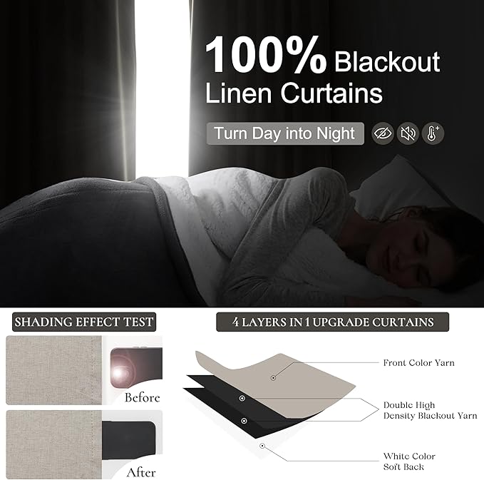 Grey Flax Taupe Short Small Window Room Darkening Curtains 54 Inches Long