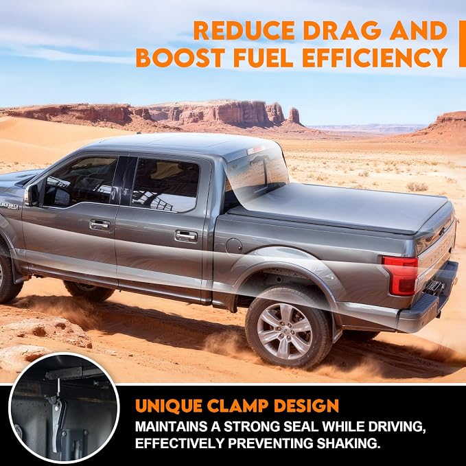 RHOBRA Soft Quad-Fold Truck Bed Tonneau Cover Compatible with 2007-2026 Toyota Tundra with 5.5ft Bed, 26.5oz Vinyl Truck Bed Cover, Weather Resistant Bed Cover