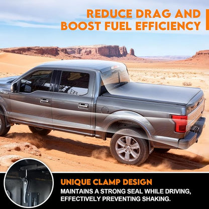 RHOBRA Soft Quad-Fold Truck Bed Tonneau Cover Compatible with 2007-2026 Toyota Tundra with 5.5ft Bed, 26.5oz Vinyl Truck Bed Cover, Weather Resistant Bed Cover