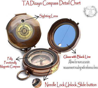 Trust in The Lord With All Your Heart - Proverbs 3:5-6 Quote Engraved Compass With Wooden Box, Greeting Card, Gift Compass, Graduation Day Gifts 2024 for Women Men Boys Girls