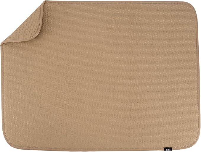 S&T INC. Dish Drying Mat XL, 18” x 24”, Absorbent Microfiber Kitchen Counter Mat