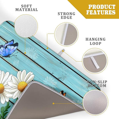 Spring Summer Daisy Flowers Dish Drying Mat