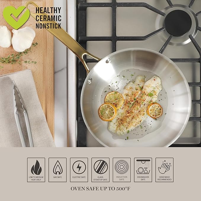 Martha Stewart Castelle 9.5-Inch Stainless Steel Frying Pan